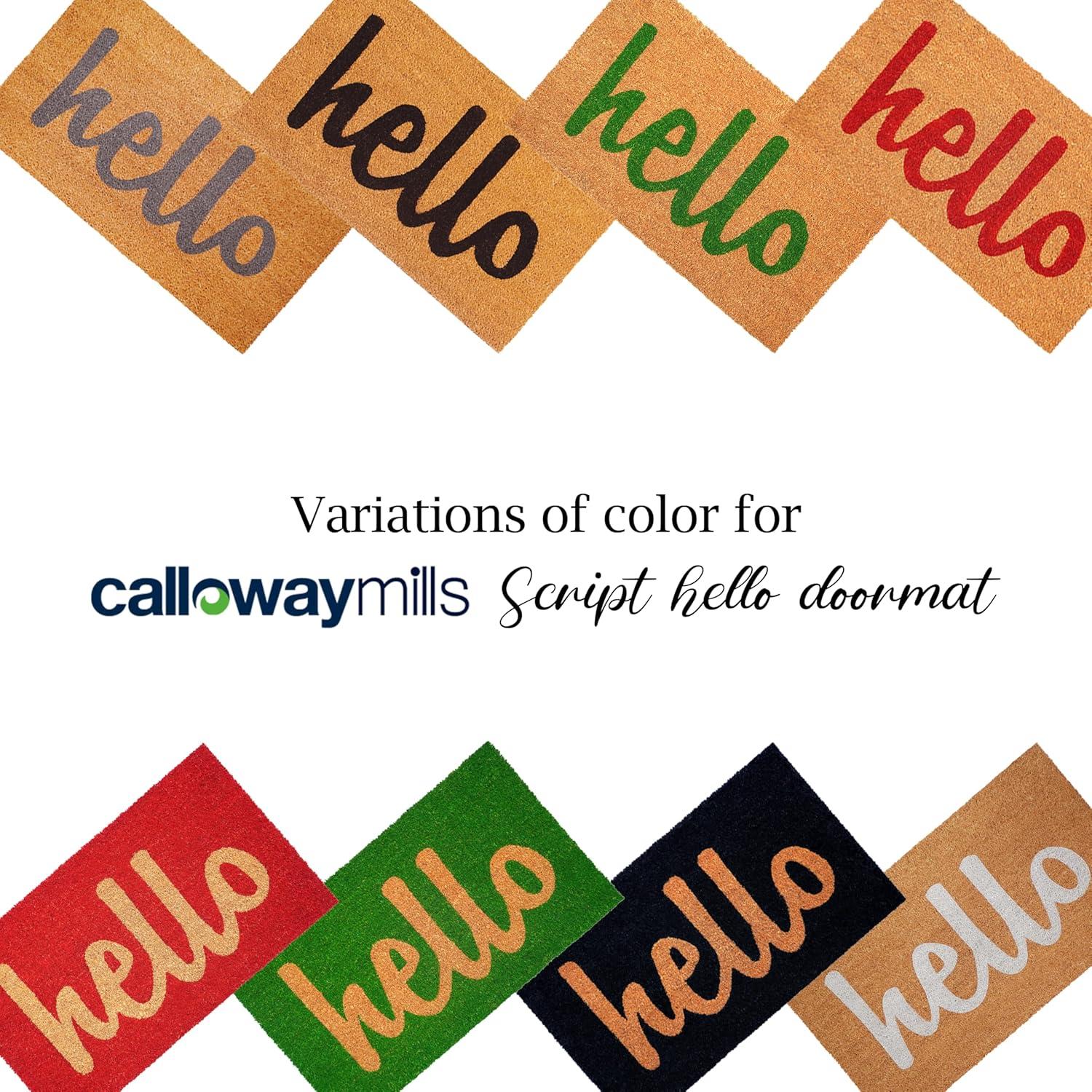 Calloway Mills Script Hello Outdoor Coir Doormat, 24" x 36"