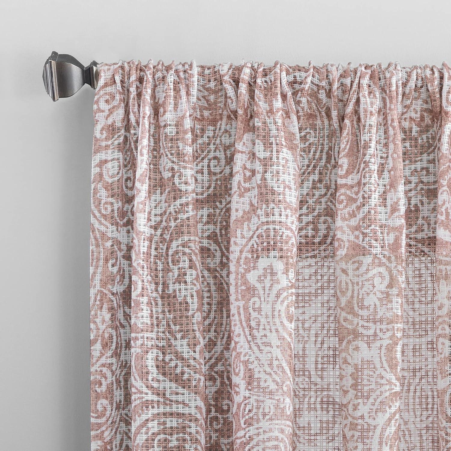 Rose Quartz Sheer Cotton Blend Tab Top Curtain Panel