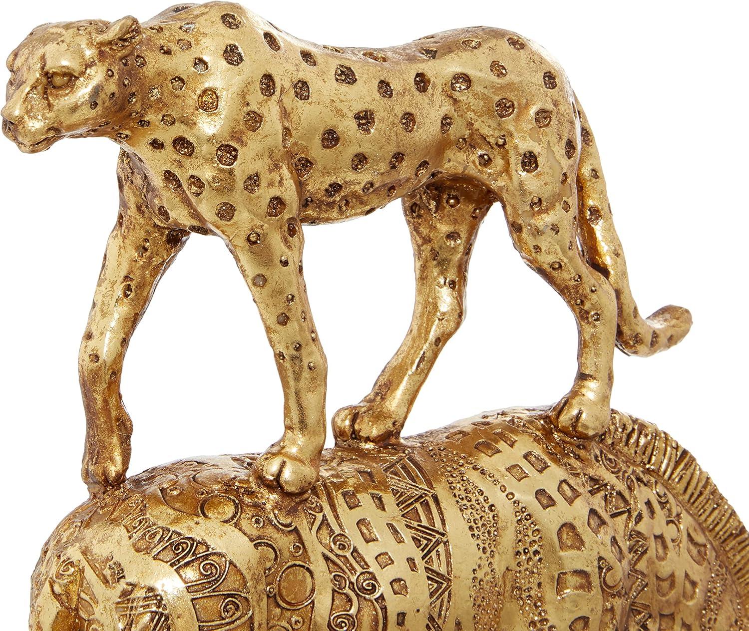 10" x 15" Gold Polystone Safari Animals Sculpture, by DecMode