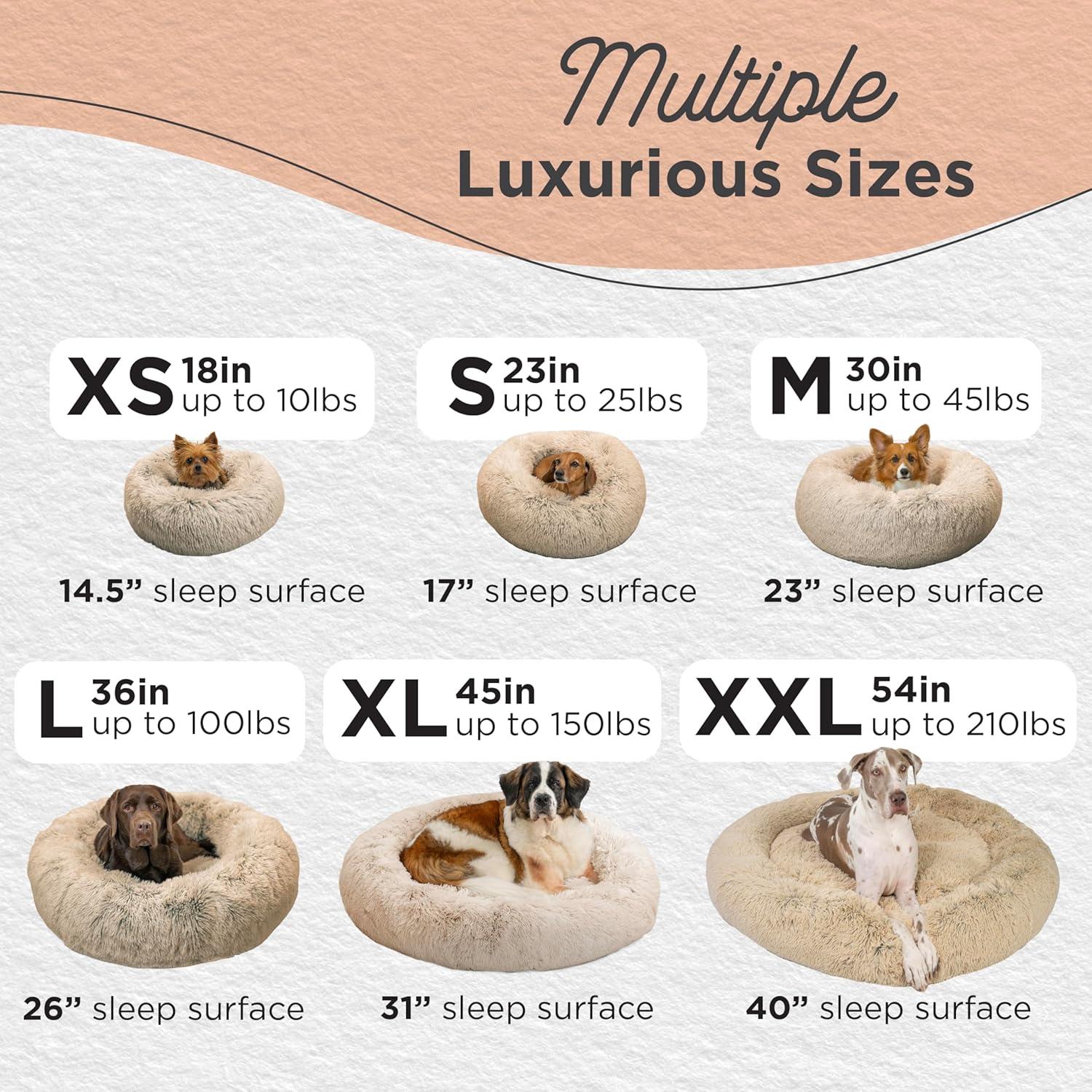 Best Friends by Sheri The Original Calming Donut Dog and Cat Bed Shag 2XL Dog Bed for Big Dogs, Taupe, 54" x 54"