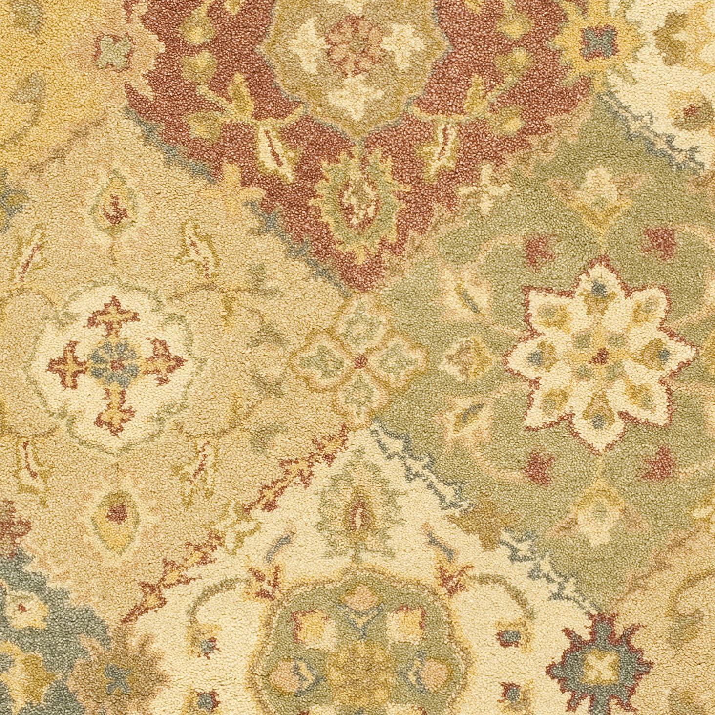 SAFAVIEH Antiquity Augustin Transitional Bordered Wool Area Rug, Multi/Beige, 4'6" x 6'6" Oval