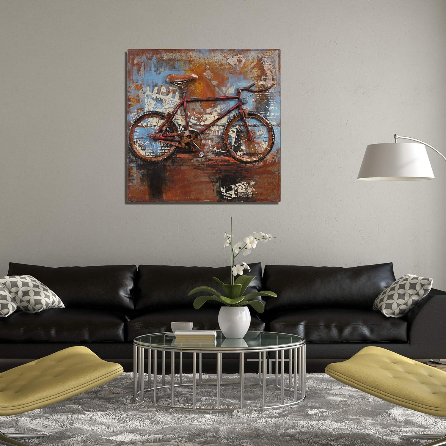 Primo Red Iron Bicycle Mixed Media Canvas Wall Art