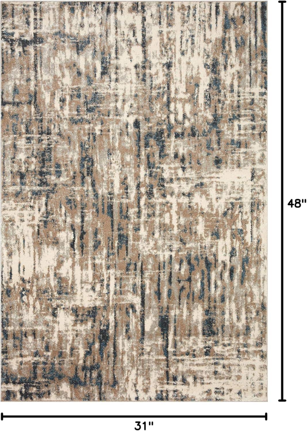Loloi II Spirit SPI-02 Abstract Stone / Blue Area Rug 6'-7" x 9'-3"