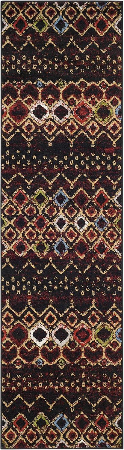 Amsterdam AMS108 Power Loomed Indoor Runner Rug - Black/Multi - 2'3"x10' - Safavieh
