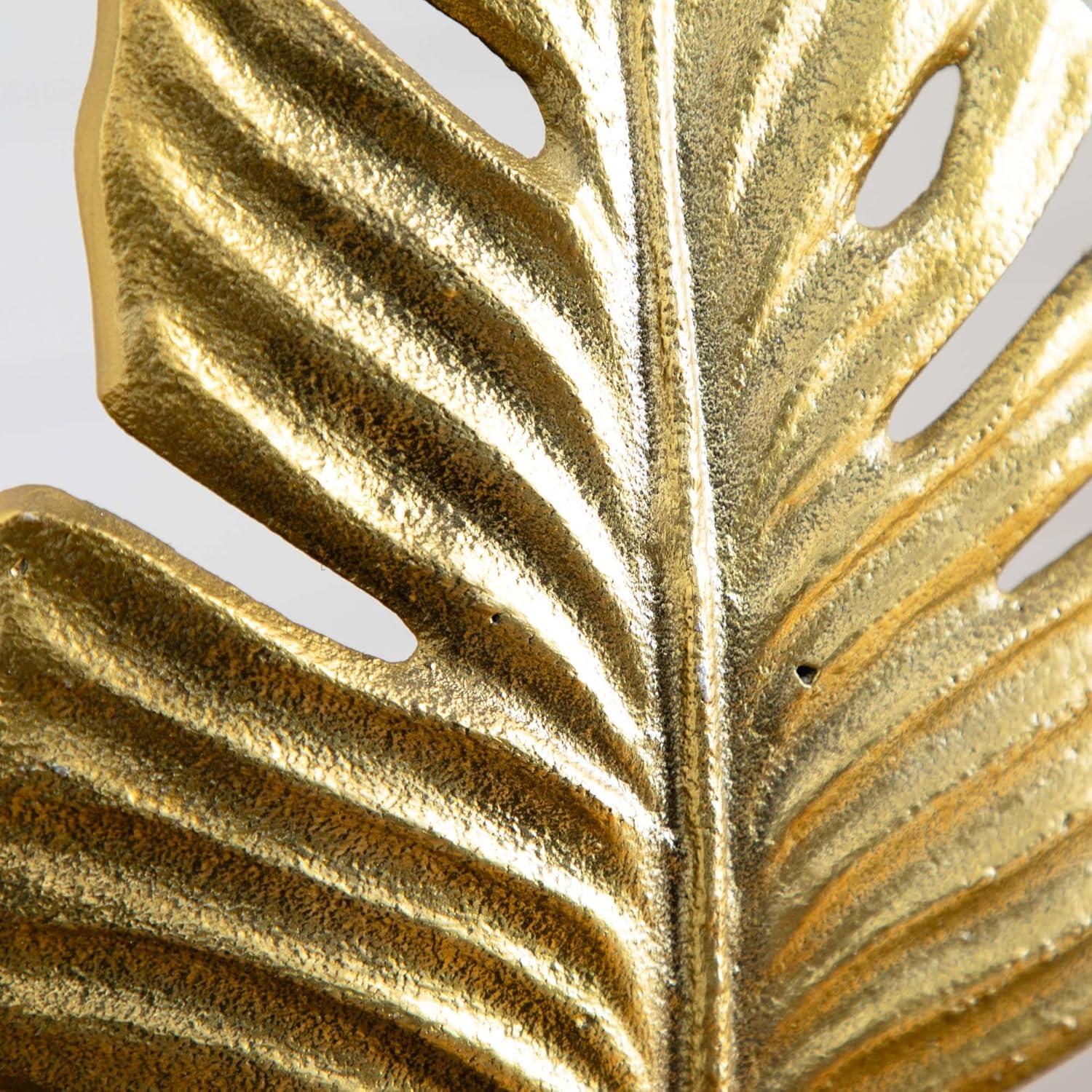 Nearly Natural 15.5in. Golden Leaf Sculpture Decorative Accent