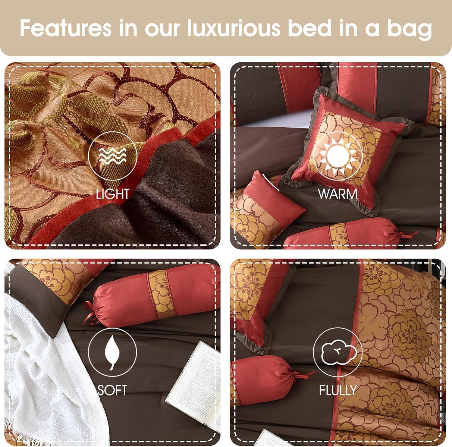 Nanshing America, Inc Sibyl 7 Piece Jacquard Comforter Set