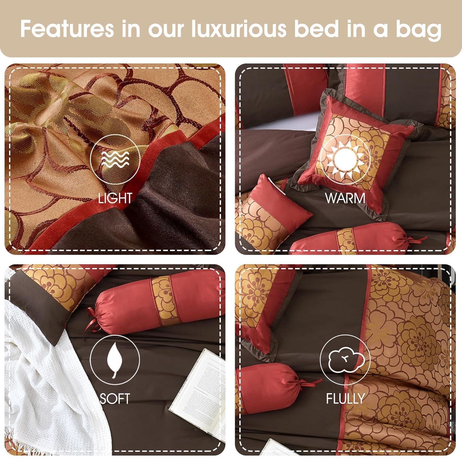 Nanshing America, Inc Sibyl 7 Piece Jacquard Comforter Set