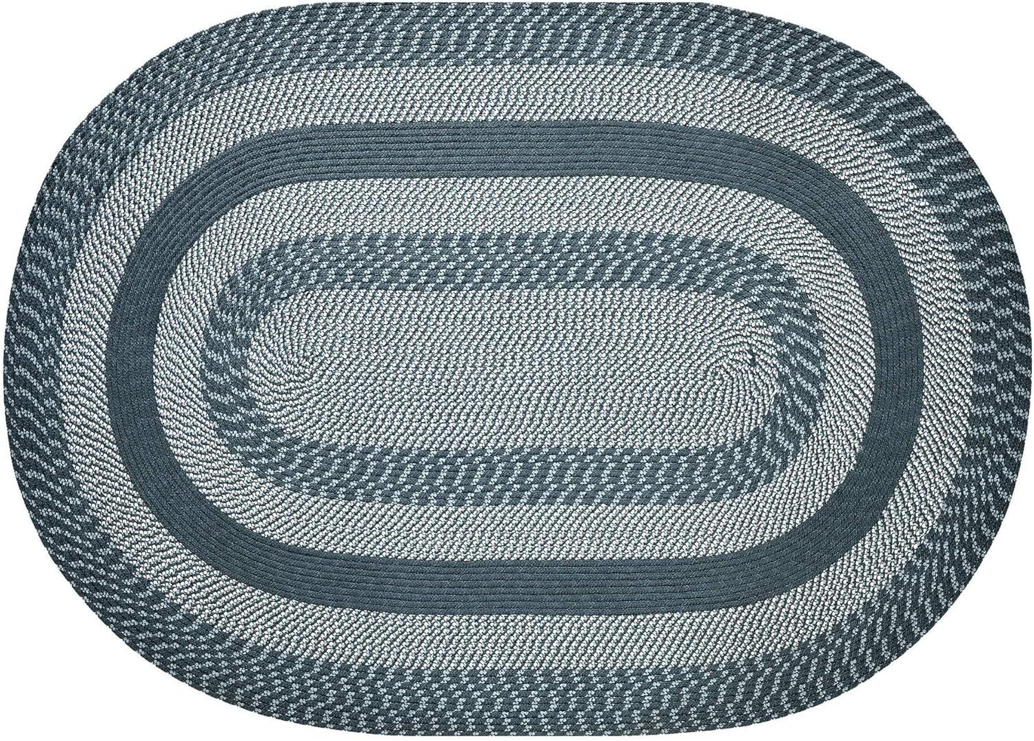 Tan Oval Braided Reversible Synthetic Rug 42" x 66"