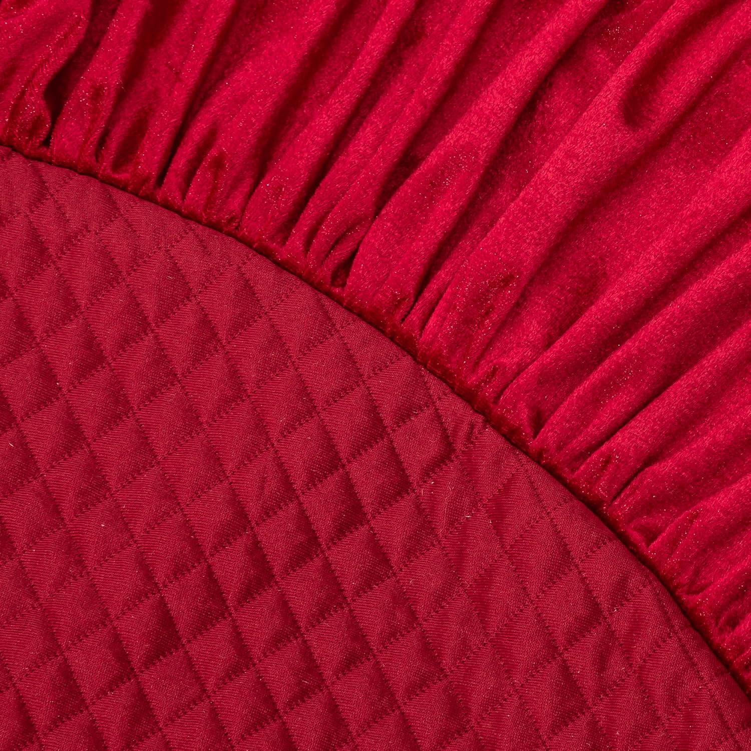 Burgundy Velvet Ruffled 48'' Christmas Tree Skirt