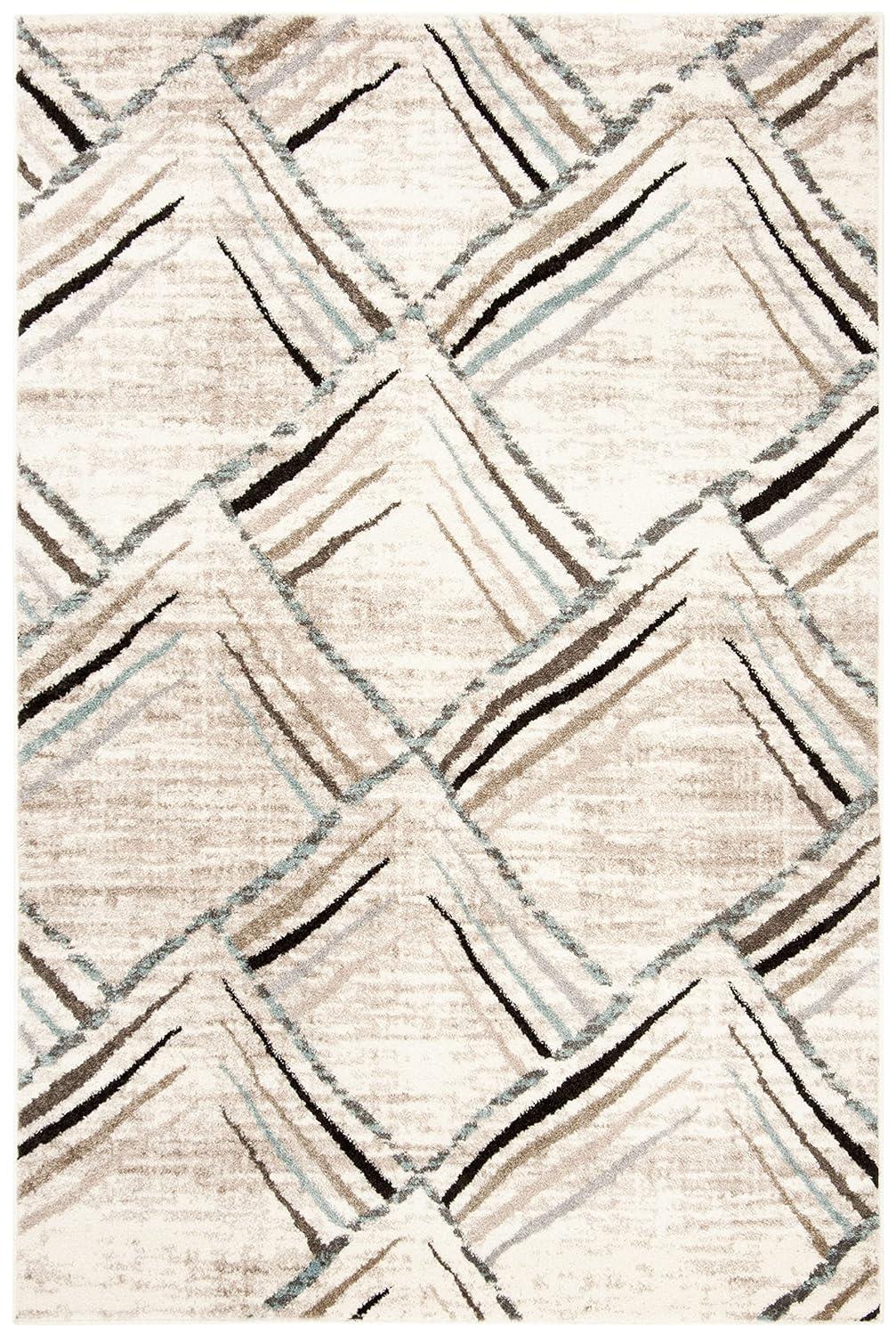 Amsterdam AMS112 Power Loomed Indoor Area Rug - Cream/Charcoal - 5'1"x7'6" - Safavieh