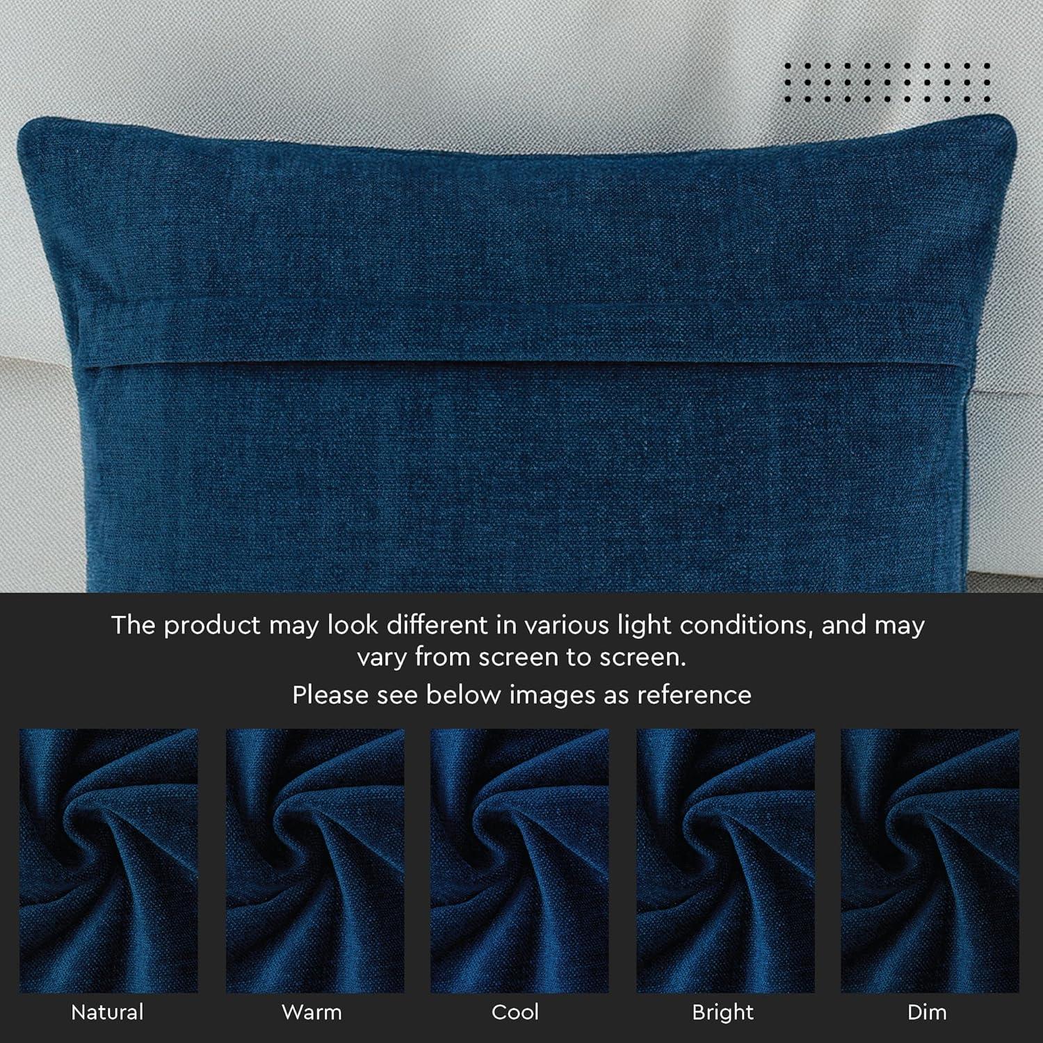 PAVILIA Set of 2 Throw Pillow Covers, Decorative Velvet Square Cushion Cases for Bed Sofa Couch Bedroom Living Room, Navy Blue/20 x 20