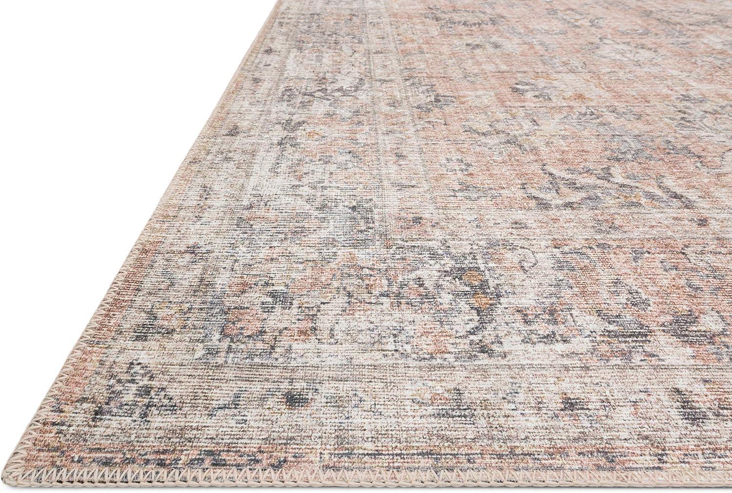 Blush and Grey Oriental Wool and Synthetic Runner Rug