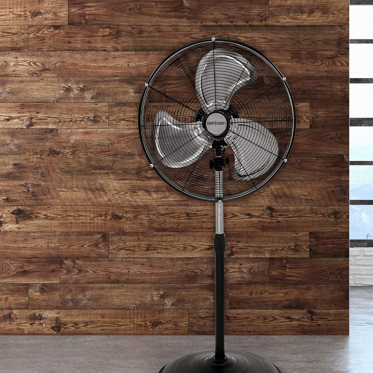 Hurricane Oscillating Stand Fan – 3-Speed, Quiet, Powerful, Adjustable Height, Durable Design for Home, Office, and Greenhouse