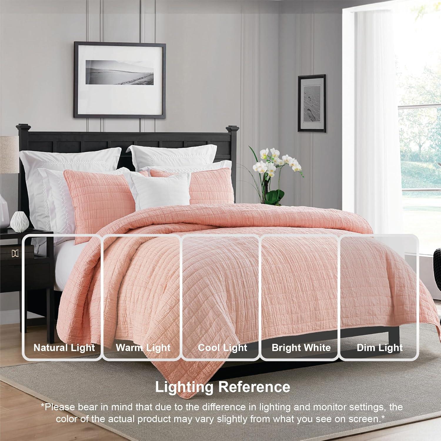 Swift Home Ultra Soft Crinkle Washed Microfiber 3-Piece Quilt Set