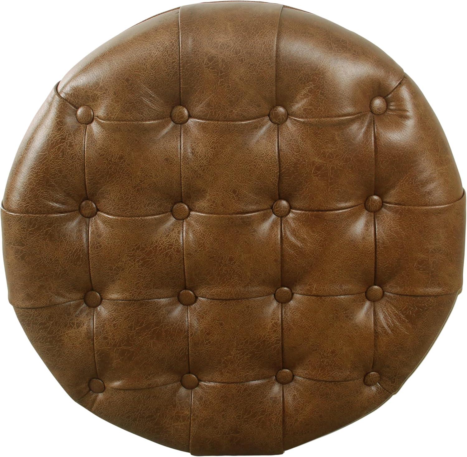 Large Tufted Round Storage Ottoman - HomePop