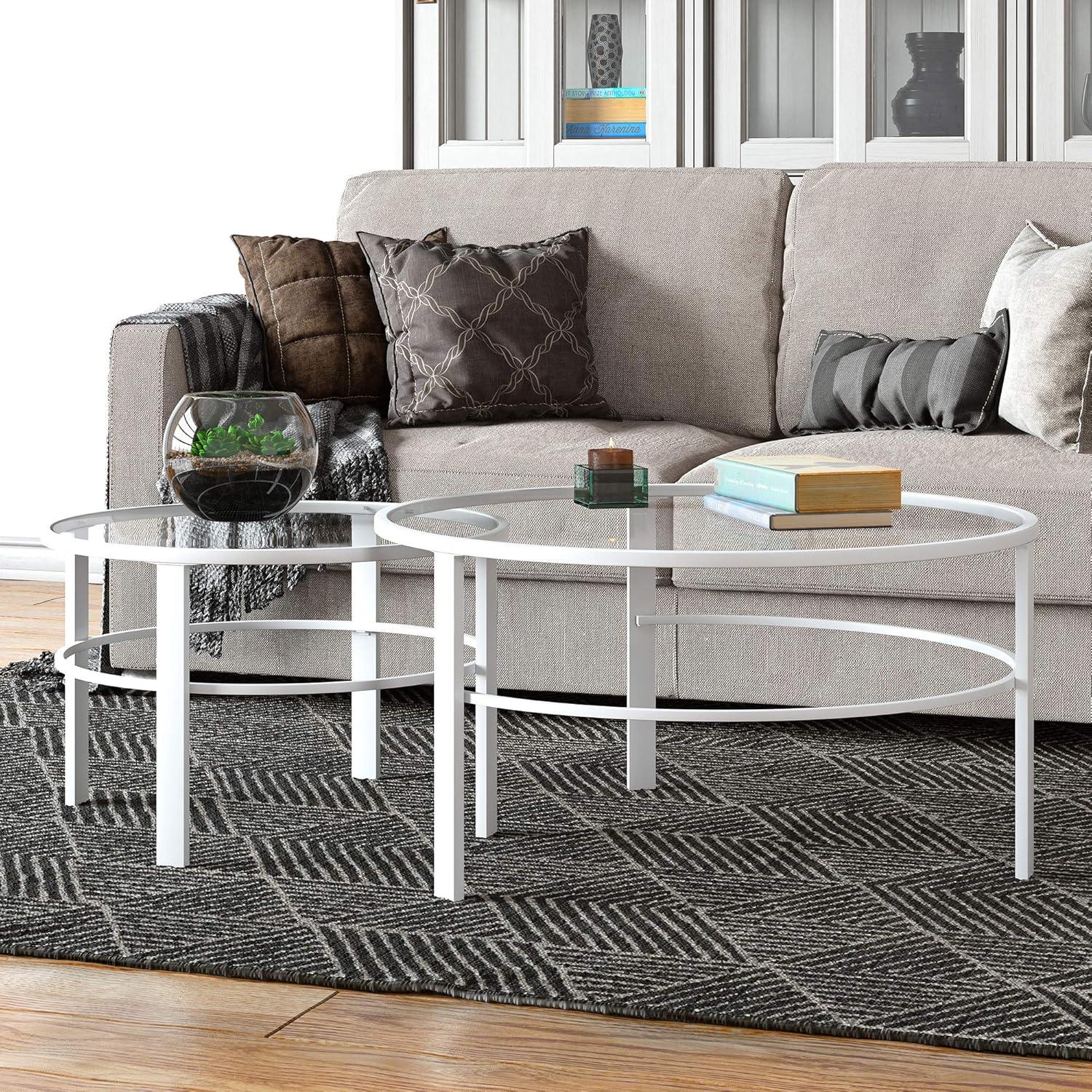 Evelyn&Zoe Gaia Round Nested Coffee Table, White