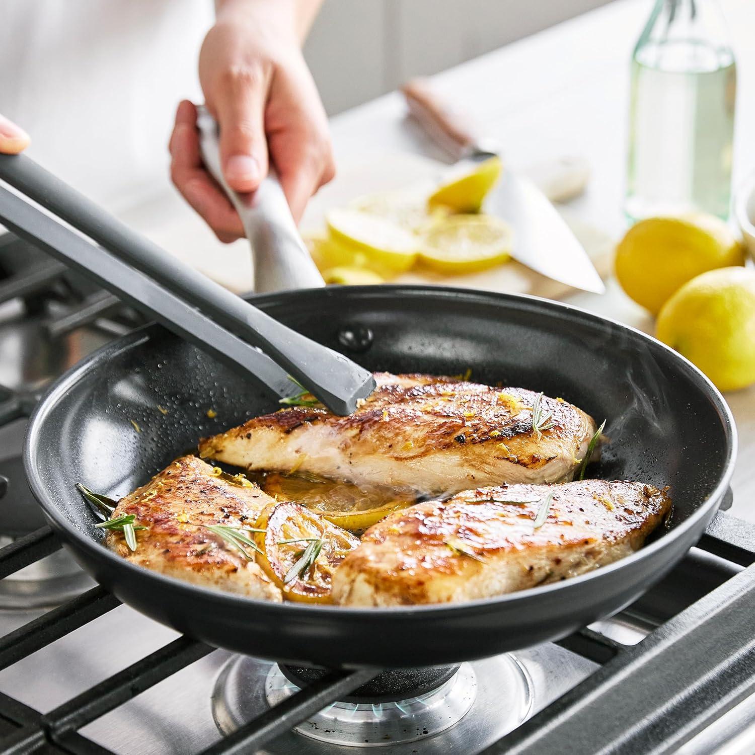 Black Ceramic Nonstick Aluminum Frypan Set with Stainless Steel Handles