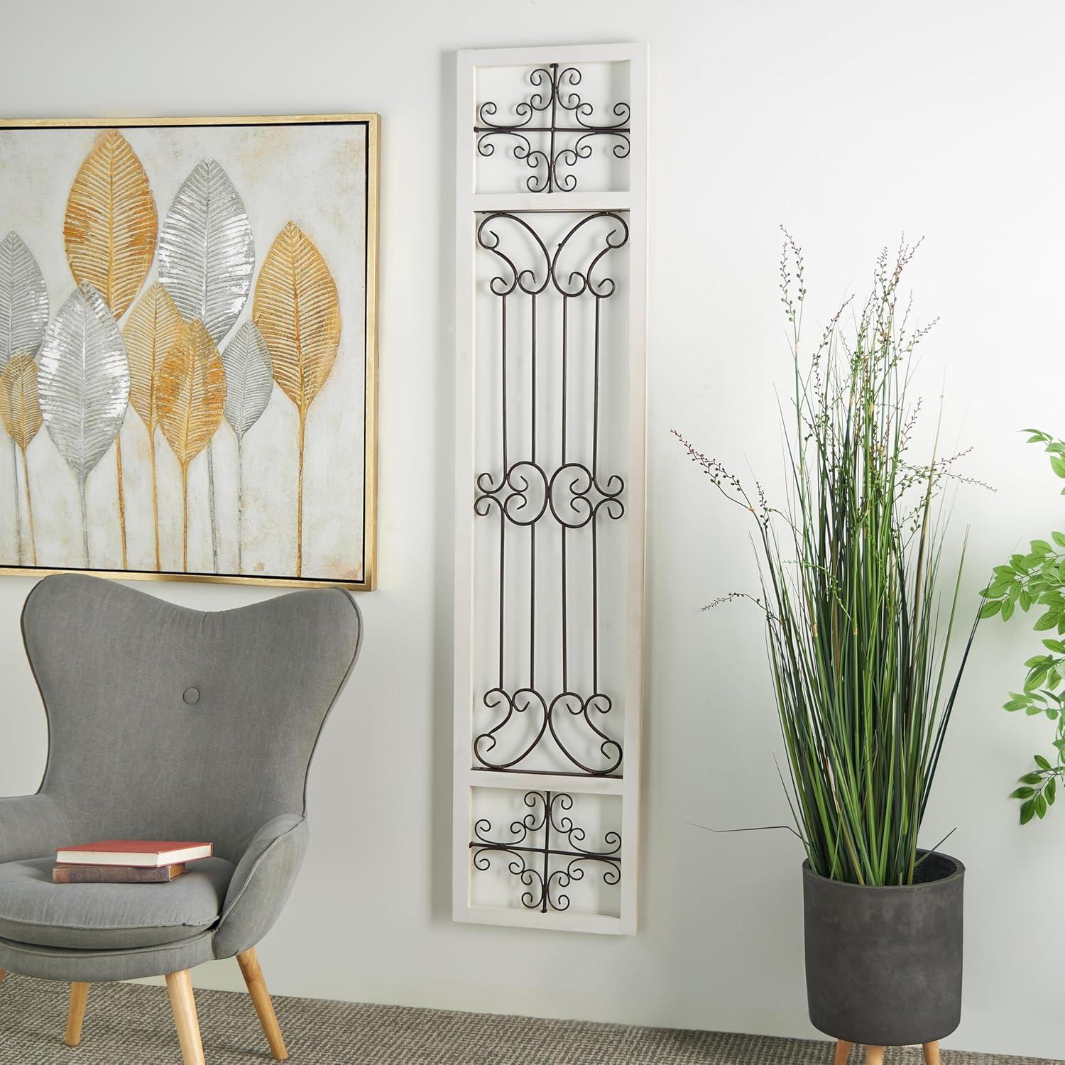 DecMode Decoración de Pared de Metal y Madera Inspirada en Puertas Arqueadas Rústicas 72" de Alto x 19 de Largo, Acabado en Marrón Desgastado con Carácter Orgánico