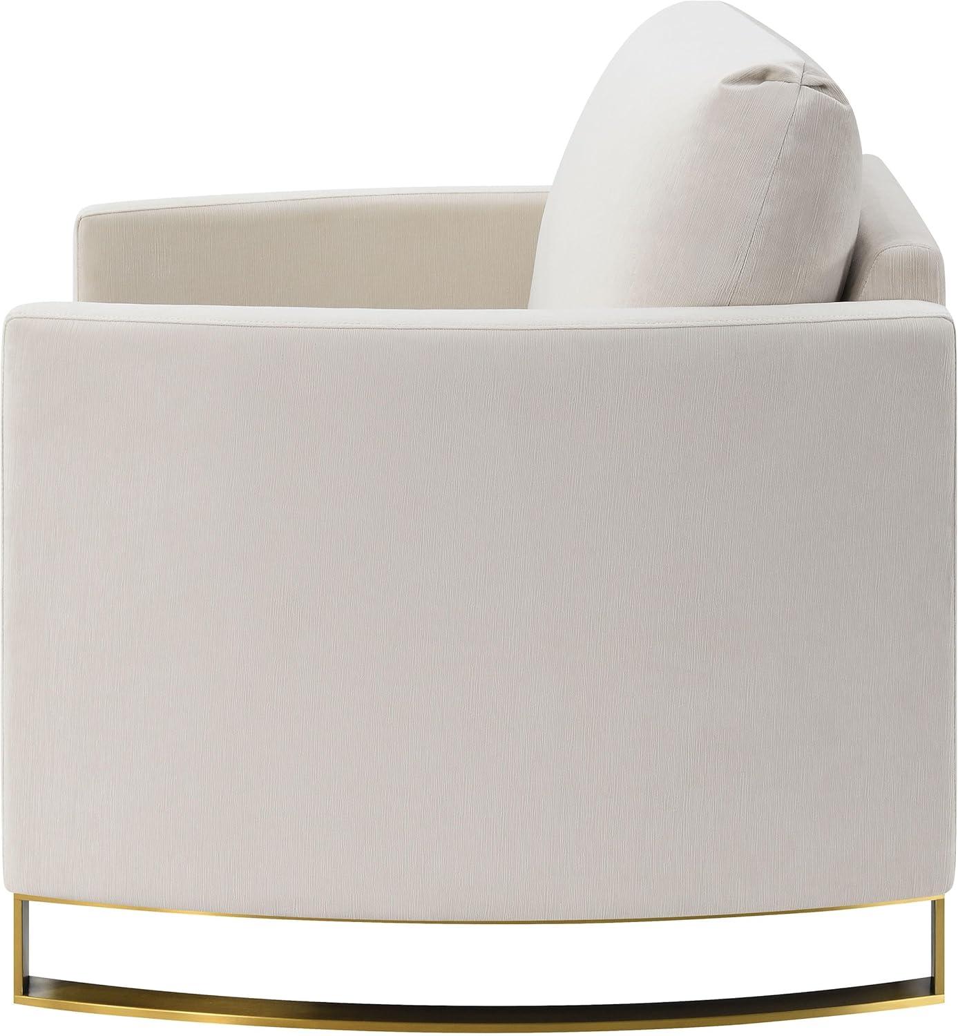 Coaster Contemporary Chenille Upholstered Arched Arms Chair in Beige