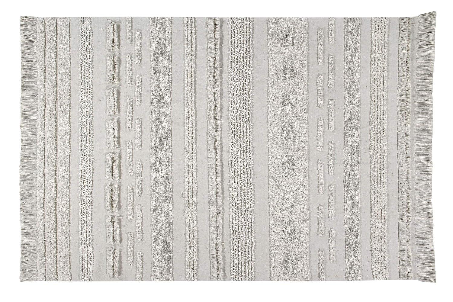 Lorena Canals Solid Color Handmade Tufted Rectangle 5'7" x 8' Cotton Area Rug in Natural