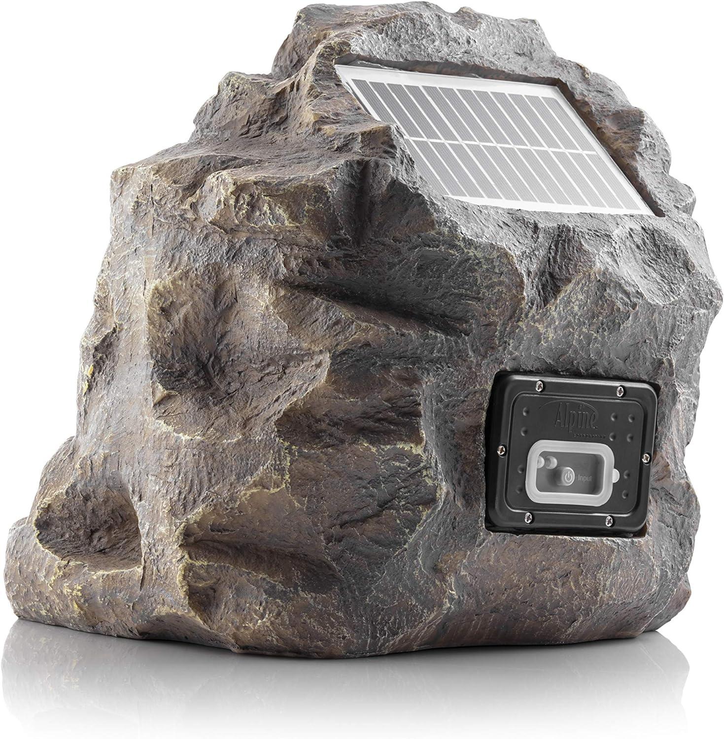 11" Polyresin Solar Bluetooth Rock Speaker - Alpine Corporation: Weather-Resistant, Garden Decor