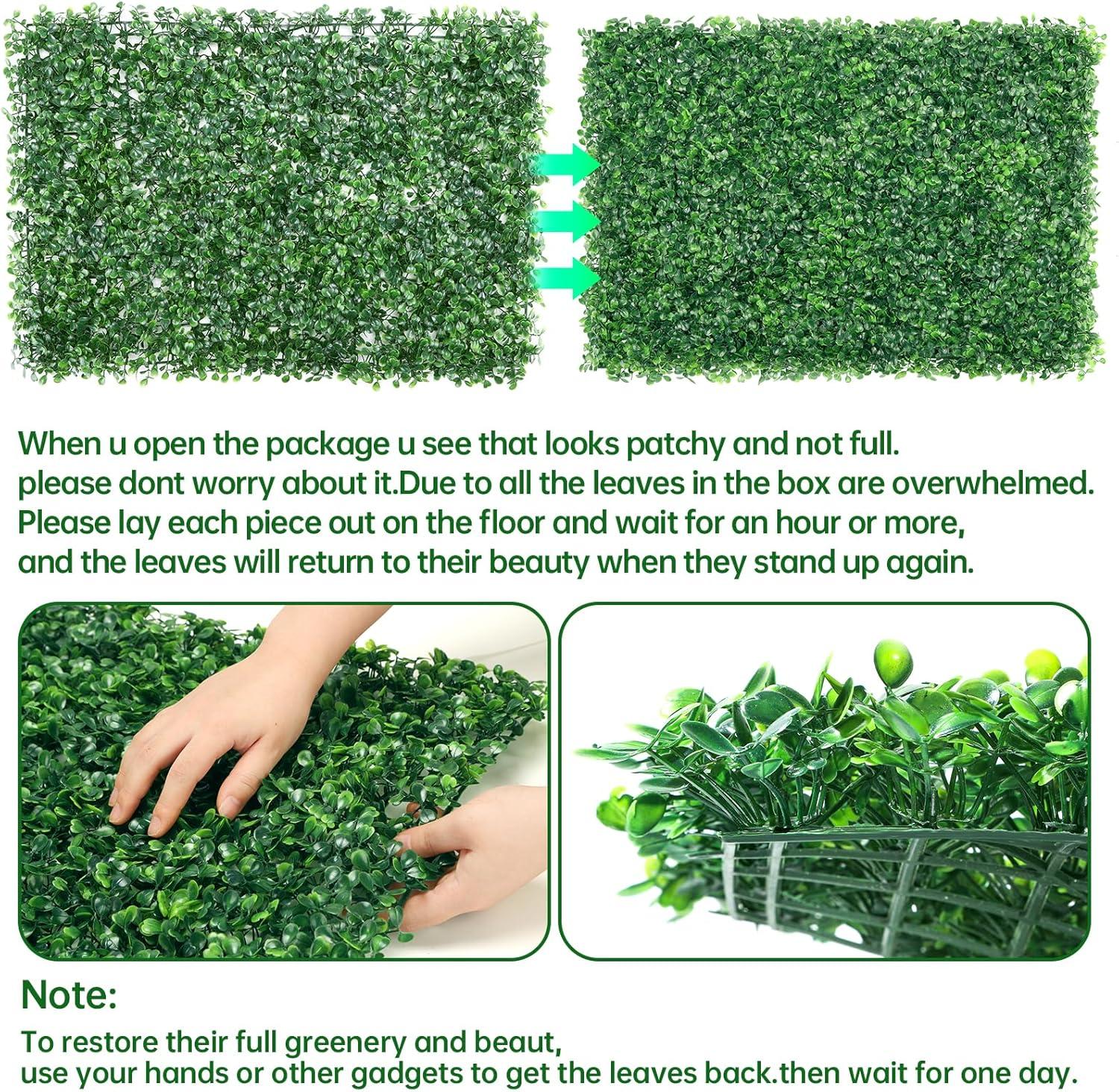 Primrue 12PCS 16" X 24" Artificial Boxwood Panels,Boxwood Hedge Wall Panels,Artificial Grass Backdrop Wall 1.6", Privacy Hedge Screen UV Protected For Outdoor Indoor Garden Fence Backyard