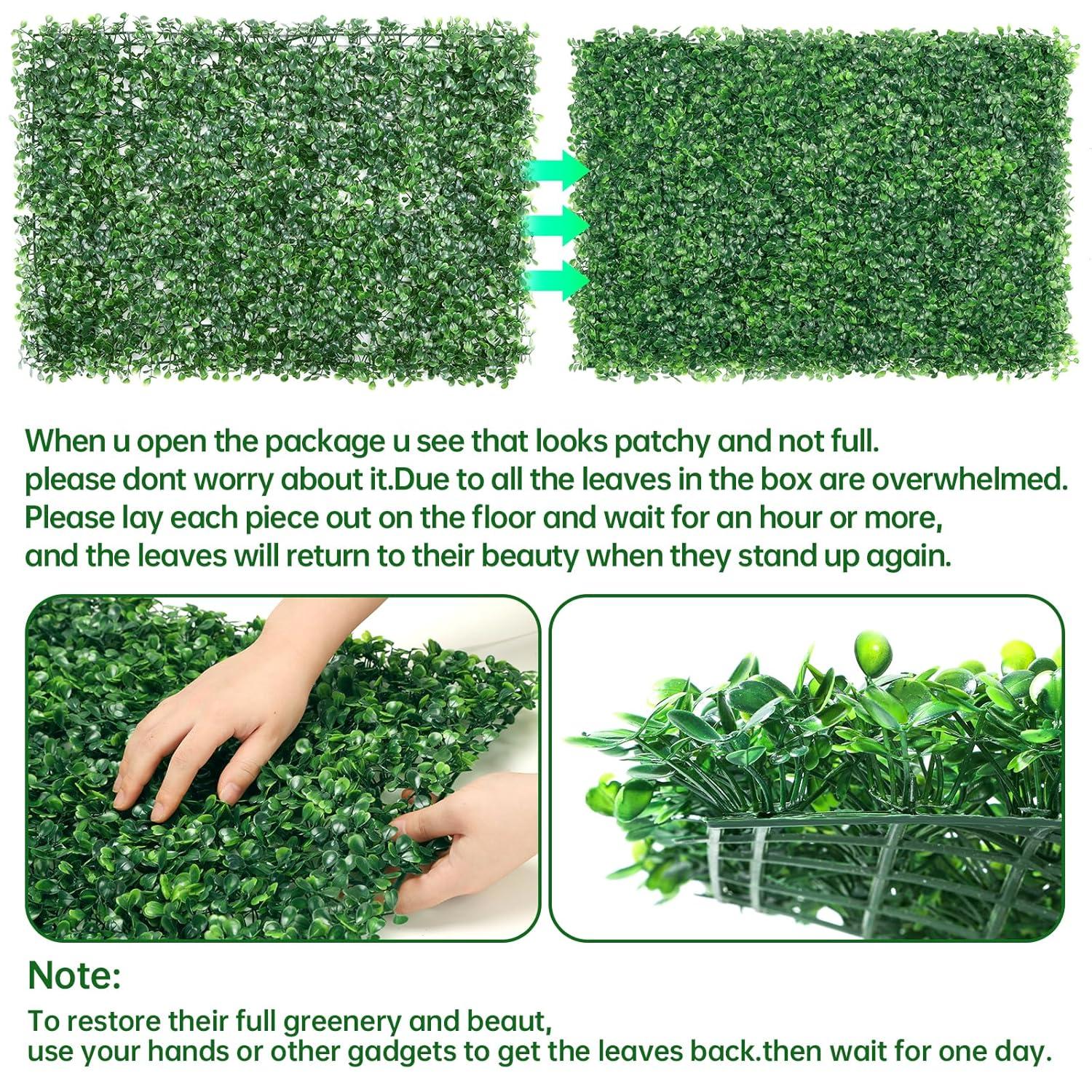 Primrue Primrue 12PCS 16" X 24" Artificial Boxwood Panels,Boxwood Hedge Wall Panels,Artificial Grass Backdrop Wall 1.6", Privacy Hedge Screen UV Protected For Outdoor Indoor Garden Fence Backyard
