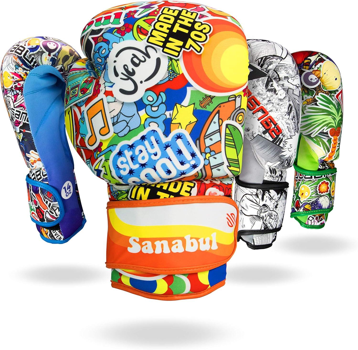 Sanabul Sticker Bomb Adult Boxing Gloves Kickboxing MMA training Punching Heavy Bag