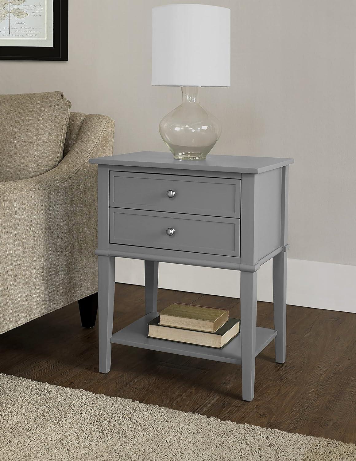 Ameriwood Home Franklin Nightstand Table with 2 Drawers and Lower Shelf