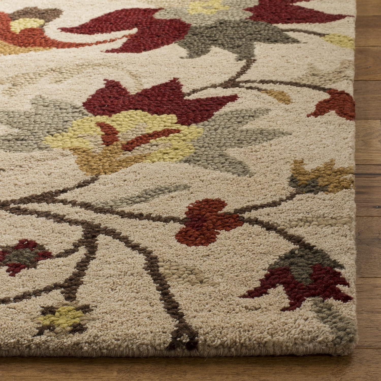 Arber Floral Handmade Tufted Wool Brown/Green Area Rug