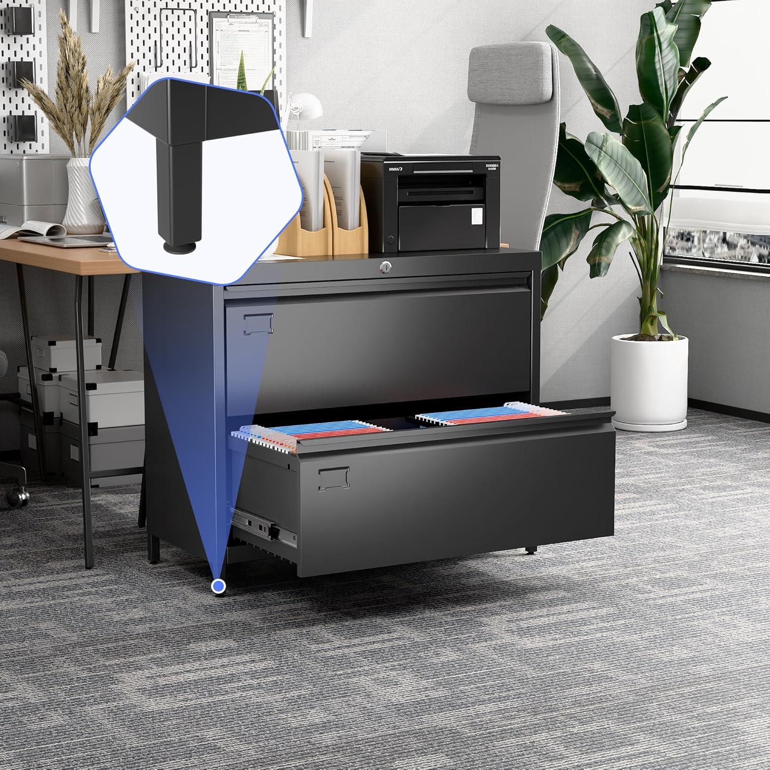 3 Drawer File Cabinet with Lock Metal Vertical File Cabinet Office Home Narrow File Cabinet for A4 Legal/Letter Size,Assembly Required (Black, 3 Drawers-Vertical)