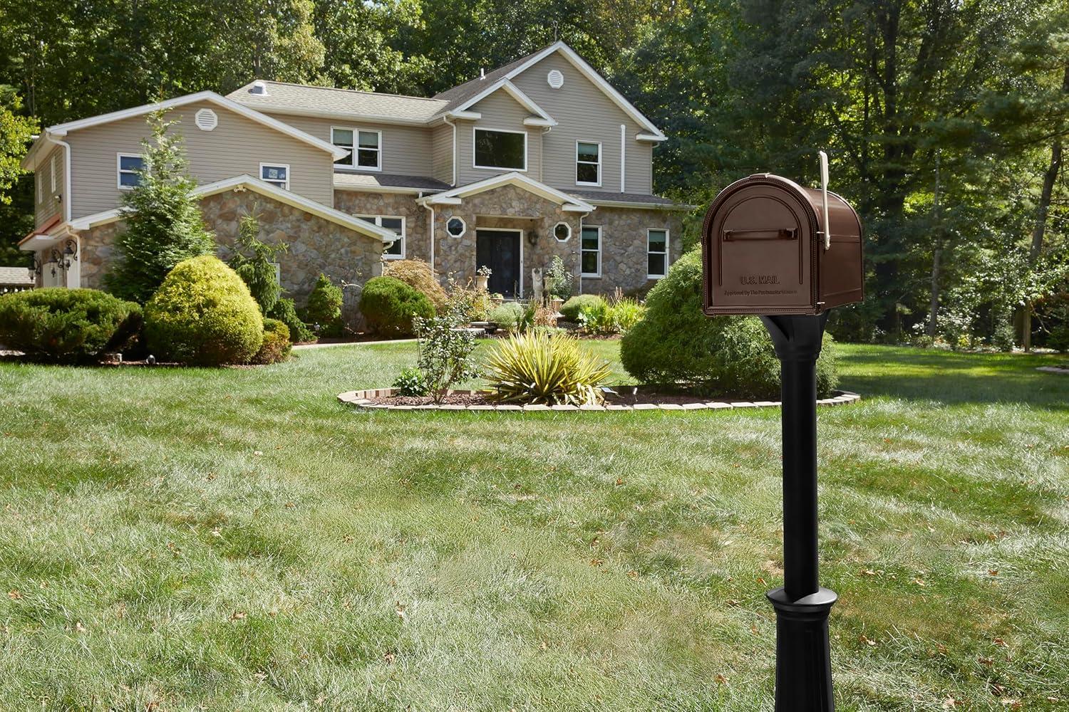 Architectural Mailboxes Hillsborough Classic Galvanized Steel Post Mount Copper Mailbox