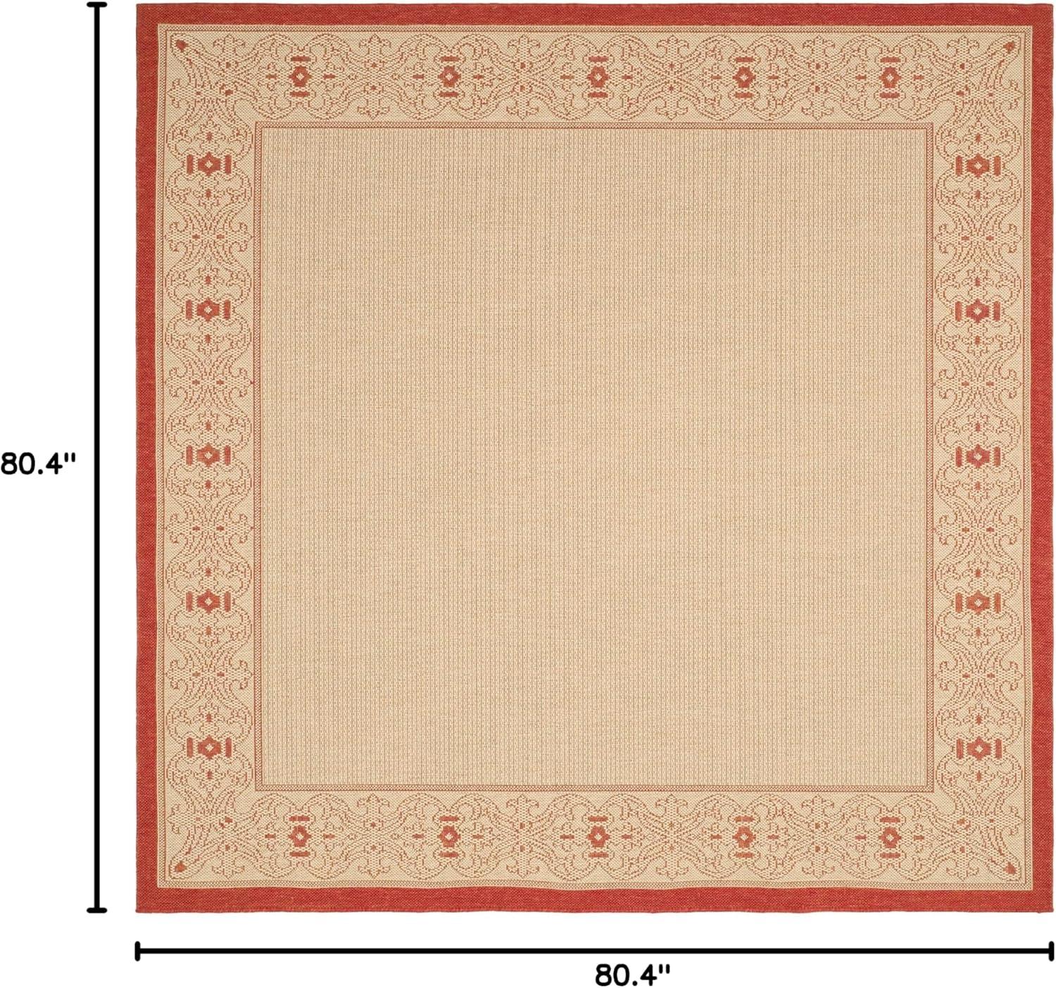 Courtyard CY2099 Power Loomed Indoor/Outdoor Area Rug - Natural/Red - 6'7"x6'7" - Safavieh.
