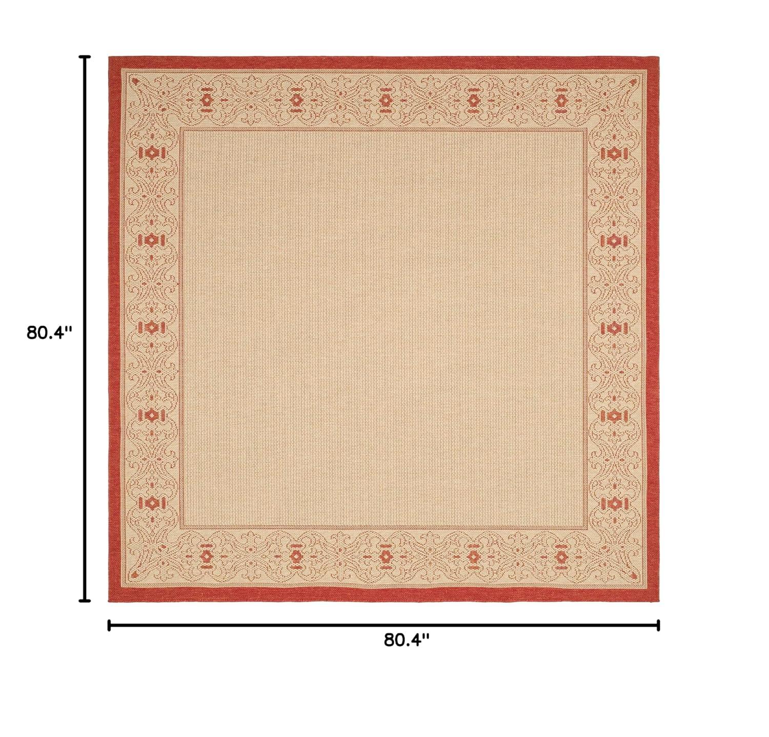 Courtyard CY2099 Power Loomed Indoor/Outdoor Area Rug - Natural/Red - 6'7"x6'7" - Safavieh.