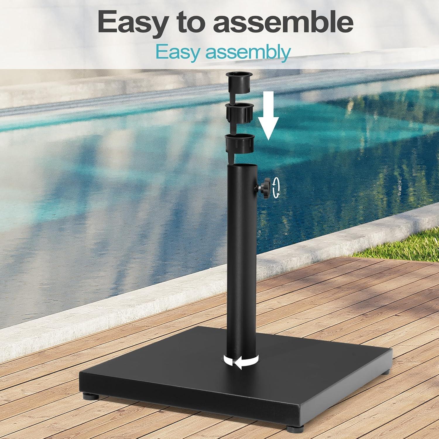 Heavy Duty Black Concrete and Steel Patio Umbrella Base Stand