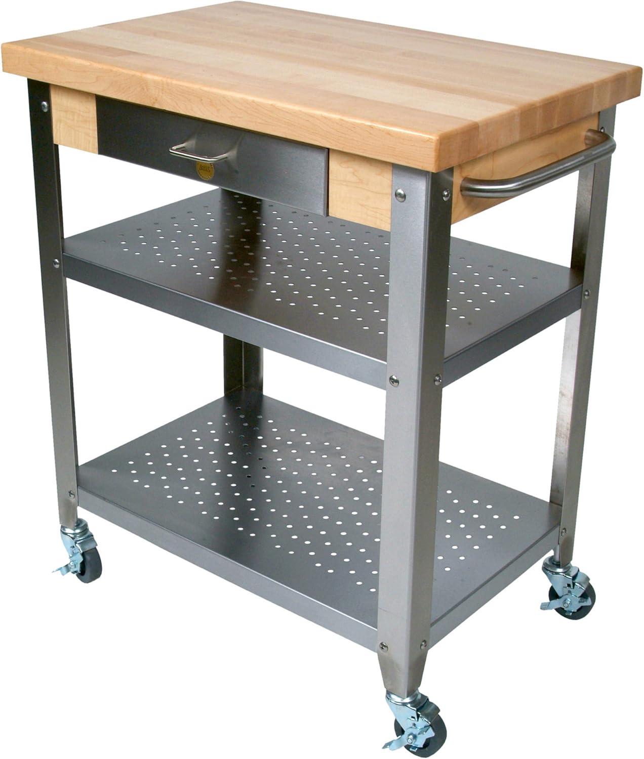 Cucina Elegante Kitchen Cart with Wood Top