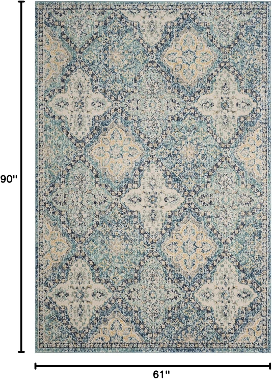 SAFAVIEH Evoke Isla Traditional Damask Area Rug, Light Blue/Ivory, 5'1" x 7'6"