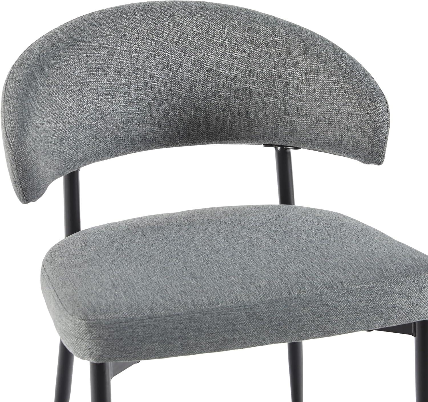 Walker Edison Modern Curved Back Upholstered Dining Chair, Set of 2, Charcoal