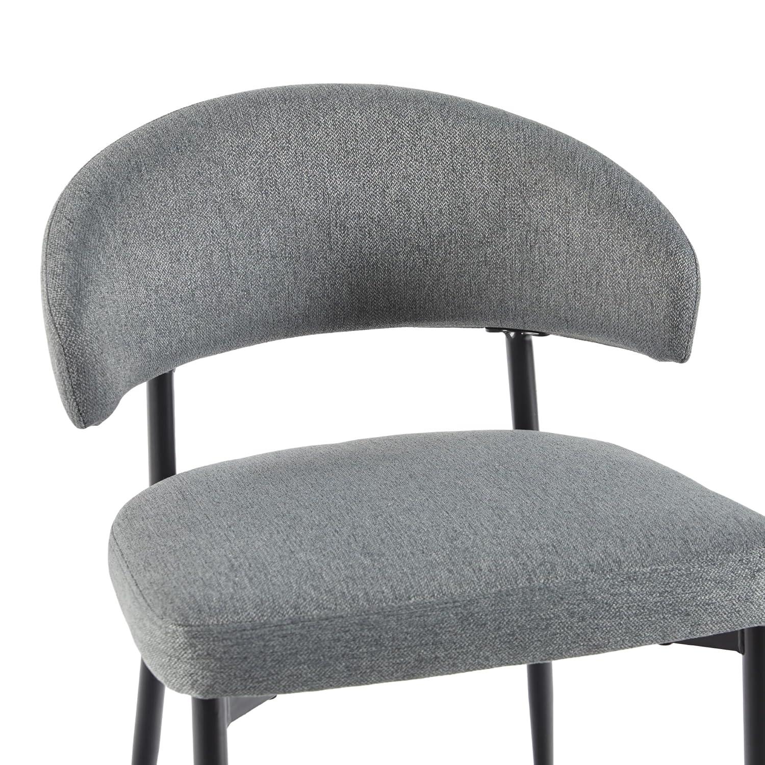 Walker Edison Modern Curved Back Upholstered Dining Chair, Set of 2, Charcoal