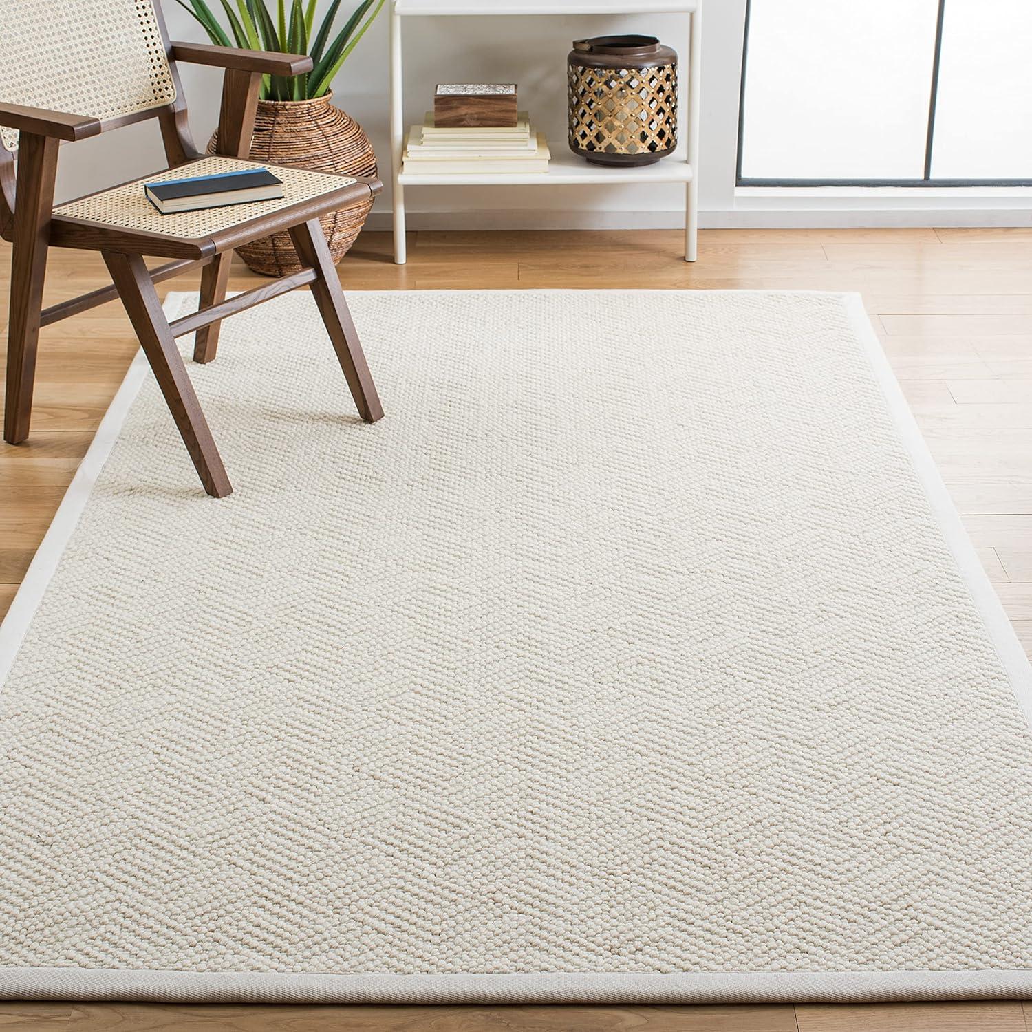 Handwoven Ivory Wool 8' x 10' Rectangular Area Rug