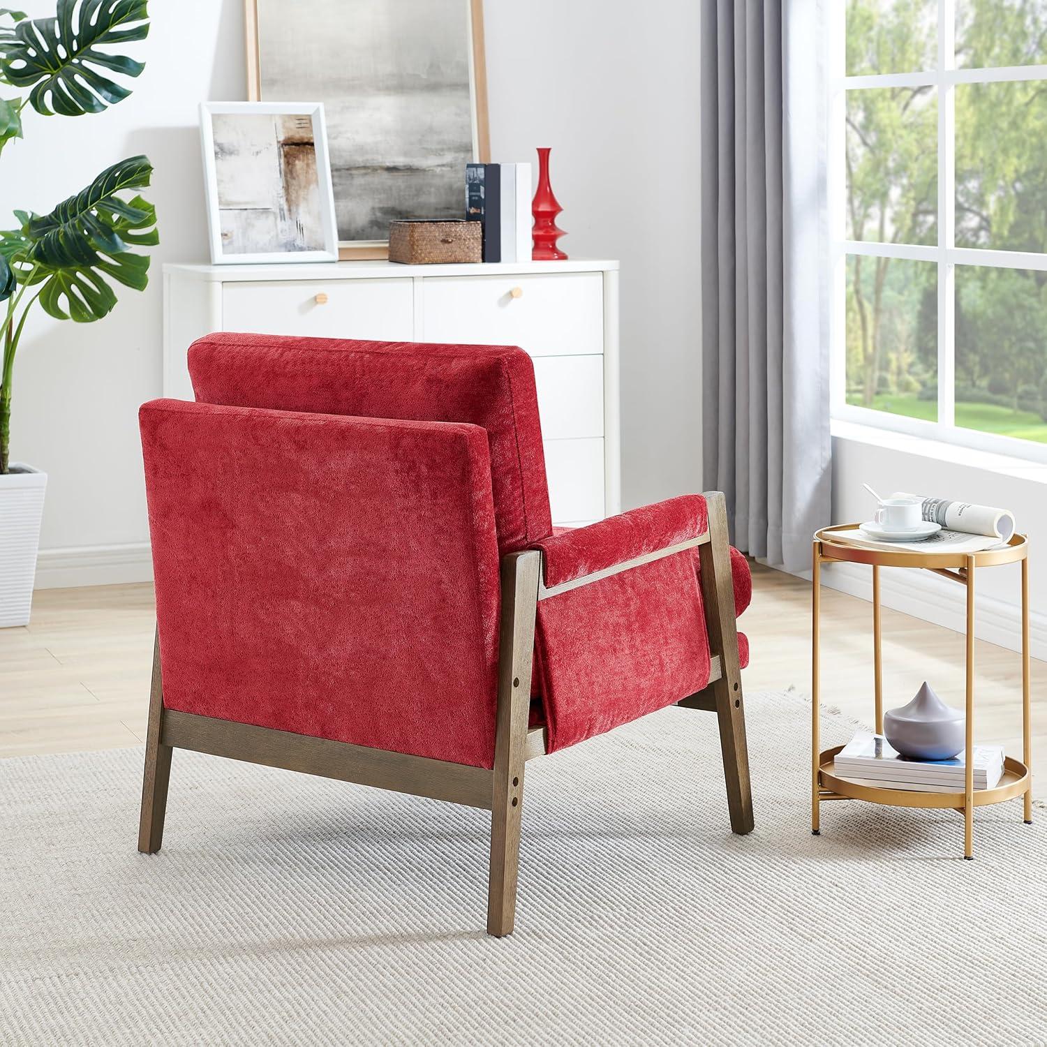Roundhill Furniture Kelly Mid-Century Modern Velvet Accent Armchair