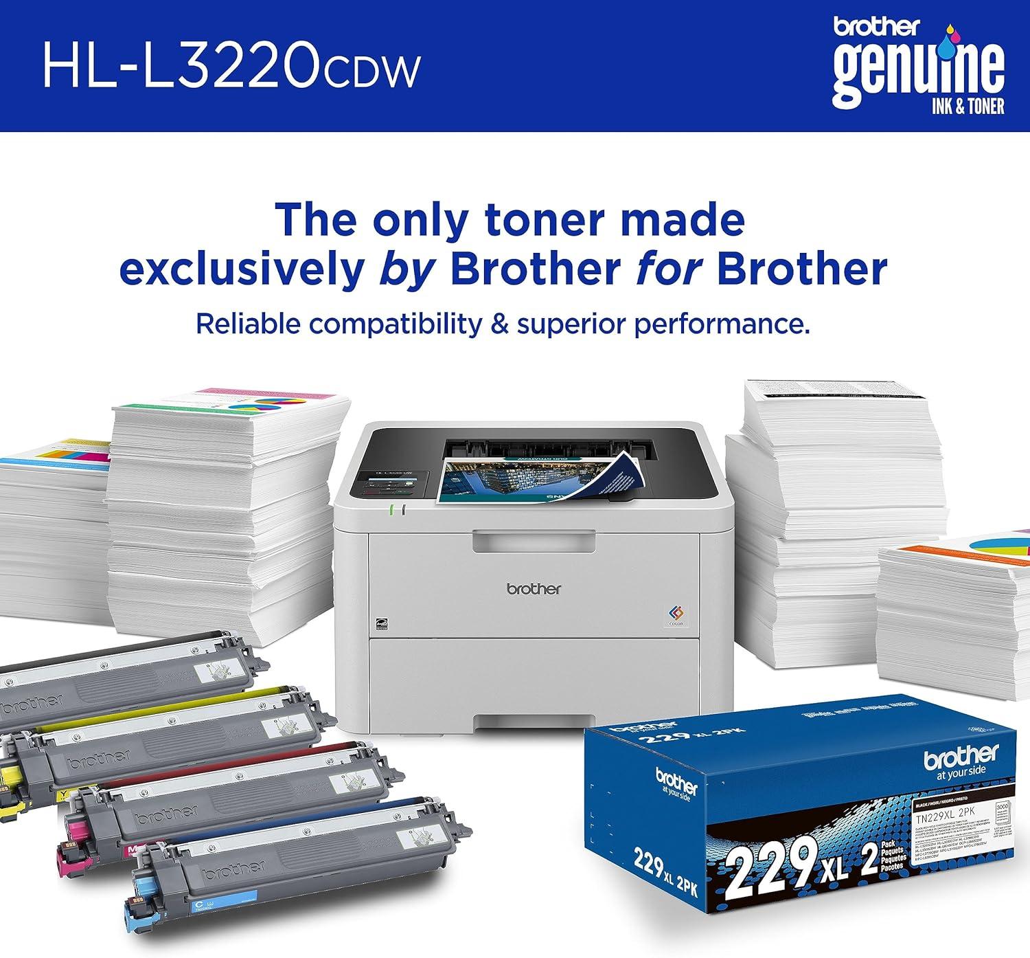 Brother HL-L3220CDW Wireless Compact Digital Color Printer with Laser Quality Output, Duplex and Mobile Device Printing