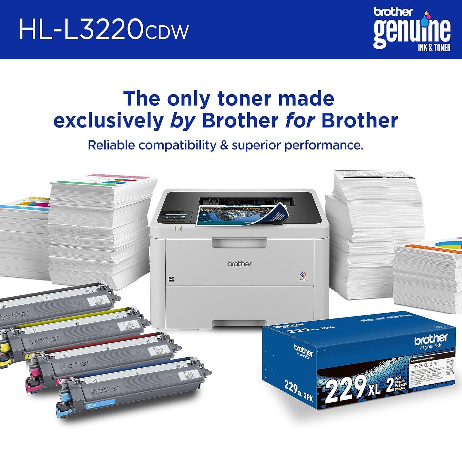 Brother HL-L3220CDW Wireless Compact Digital Color Printer with Laser Quality Output, Duplex and Mobile Device Printing