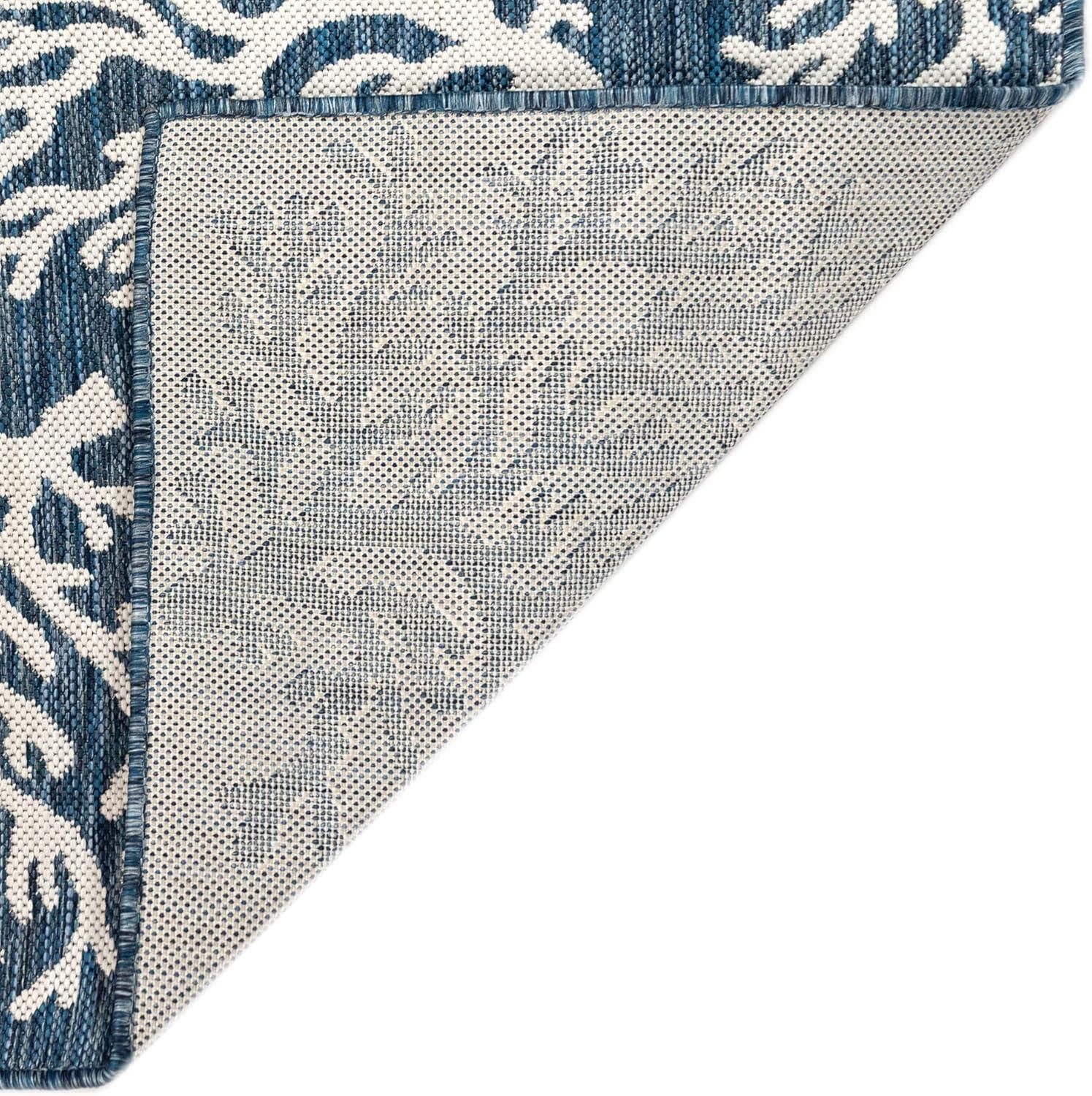 Liora Manne Carmel Coral Border Indoor/Outdoor Rug Navy 1'11" x 4'11"
