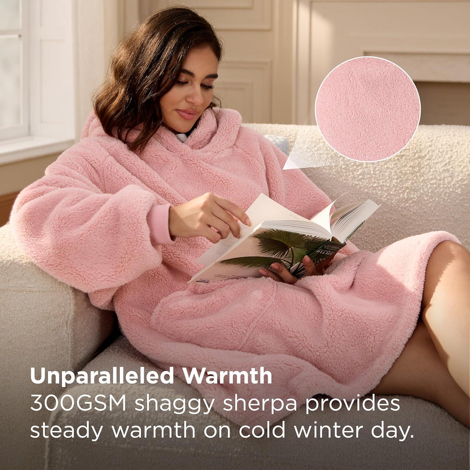 Bedsure Bedsure Wearable Blanket Hoodie Gifts For Women - Cozy Sherpa Hoodie Blanket For Adult Men, Warm Hooded Blanket Sweatshirt