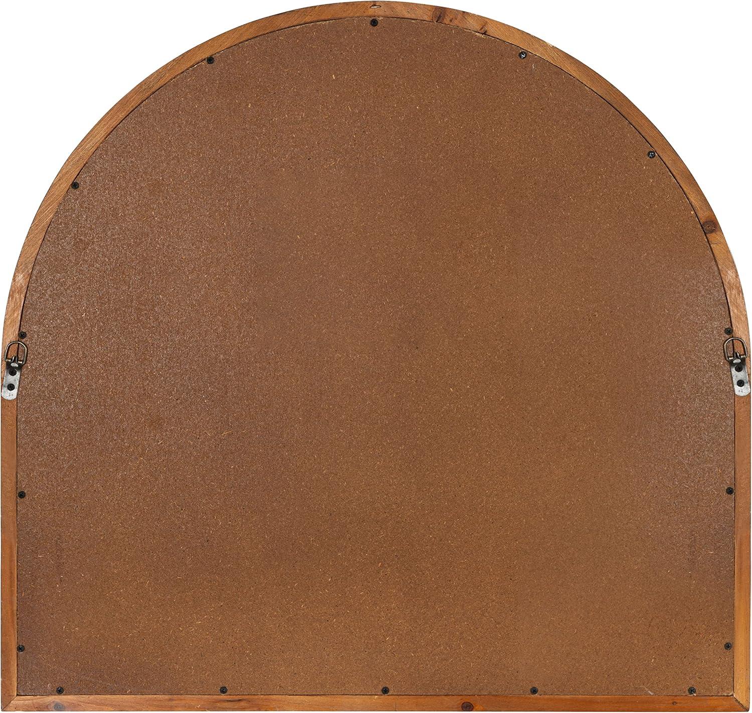 Rustic Brown Wood Arched Windowpane Wall Mirror