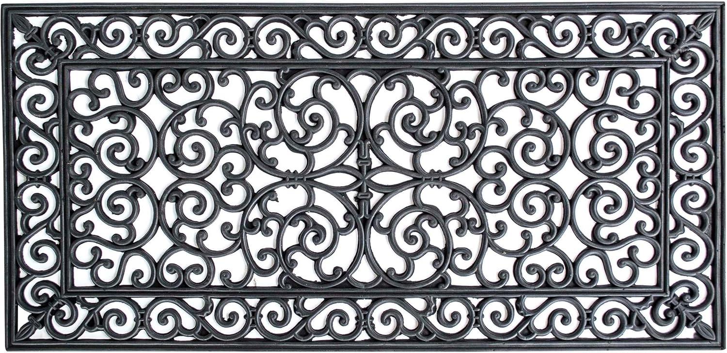 AmeriHome 4 Ft x 2 Ft Decorative Scrollwork Entryway Rubber Door Mat - 2 Pack