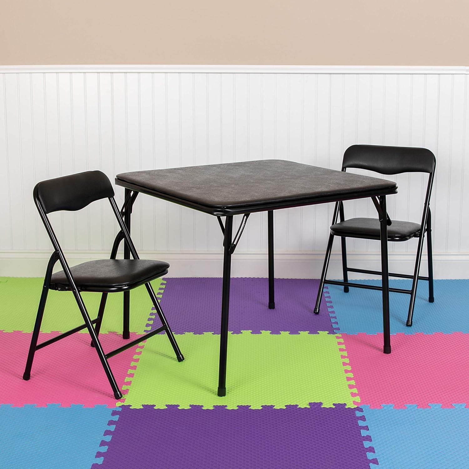 Flash Furniture Kids Black 3 Piece Folding Table and Chair Set