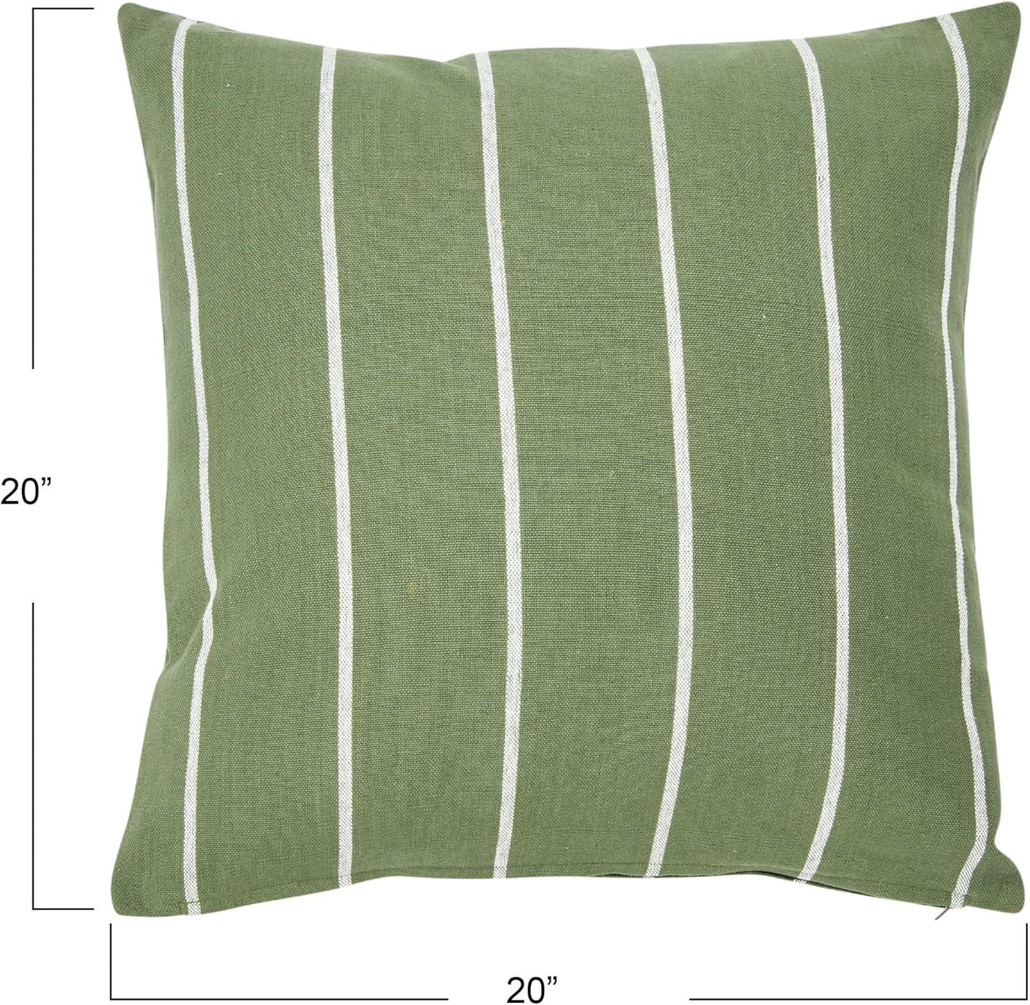 Creative Co-Op 20" Square Interwoven Stripe Cotton Pillow Cover