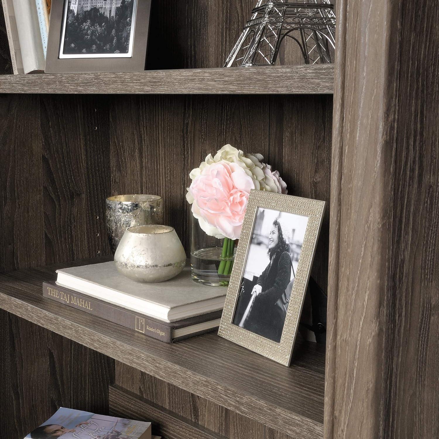 Emery Oak Adjustable Library Hutch with Two Shelves